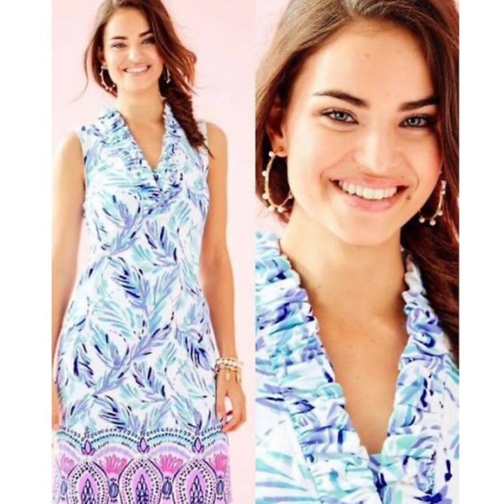 Lilly Pulitzer Tisbury Shift Dress Ruffeled neckline size XS